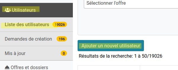 recherche utilisateur